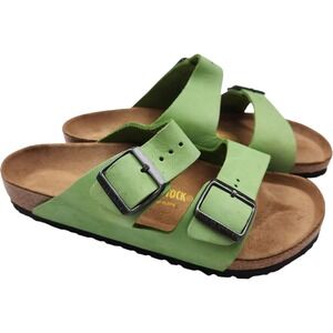 Birkenstock Arizona EU 40 US 9 Green Leather Sandals Slides Adjustable